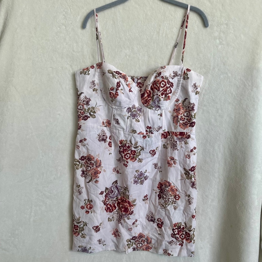 NWT Brock Collection x H&M Floral Corset Lyocell Linen Mini Dress Large
